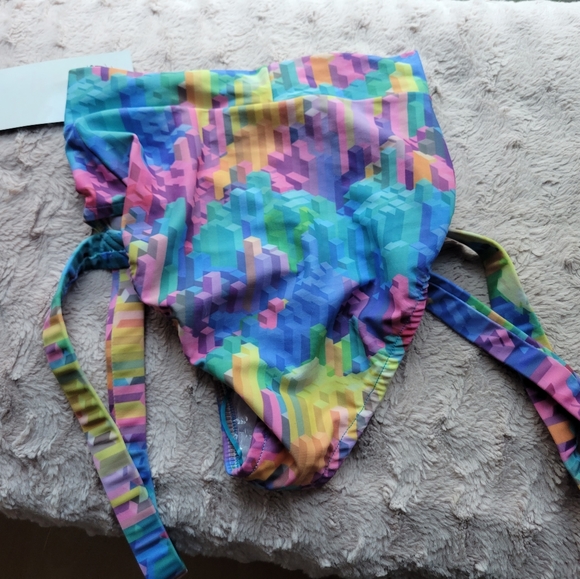 NWT - Forplay Multicolor Rave/Festival Hi-rise Bottoms with Harness  - Sz S - Picture 2 of 2